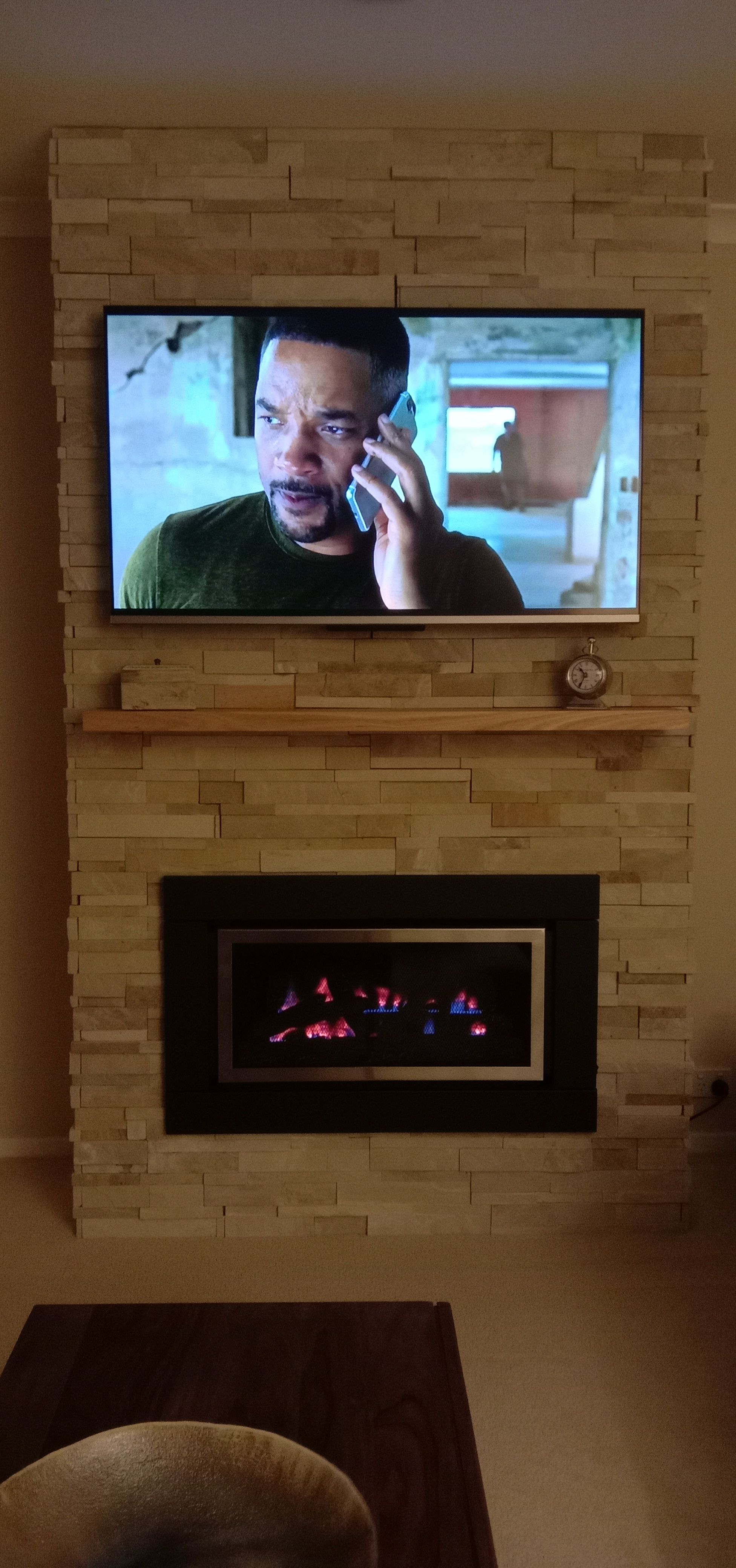 Gas fireplace stone cladding Bunnings community