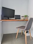 Floating desk in study nook.
