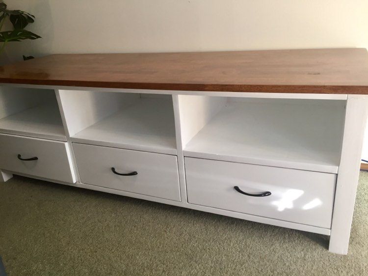 Hamptons upcycled TV unit Bunnings community