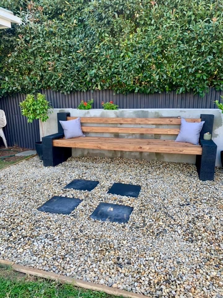 Simple and easy Besser block outdoor ben... Bunnings community