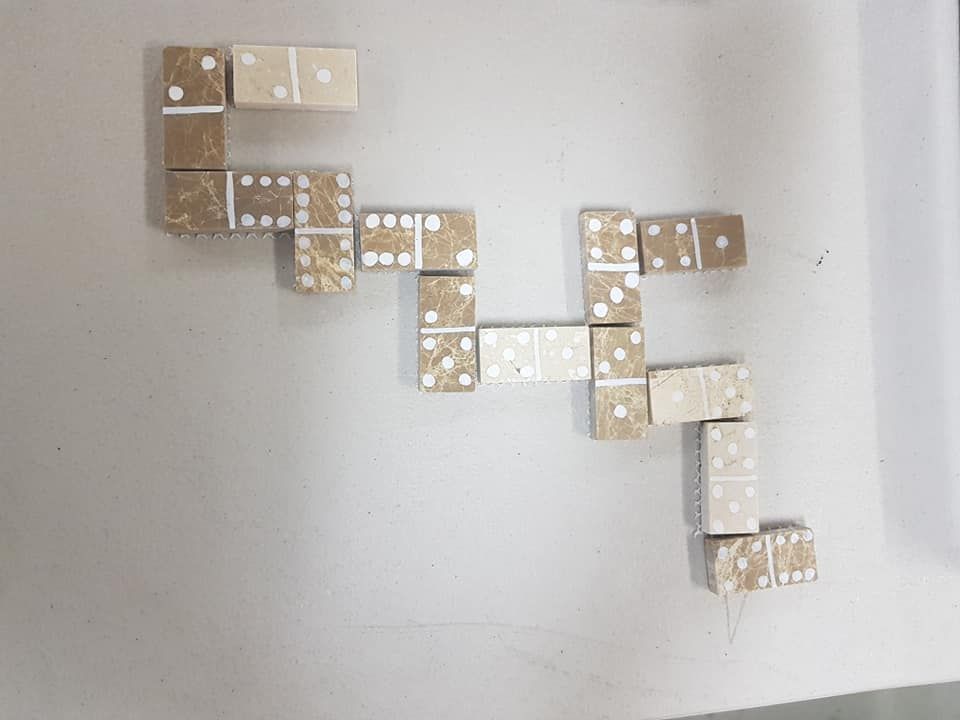 Dominoes using tiles and paint pens 1 of 2