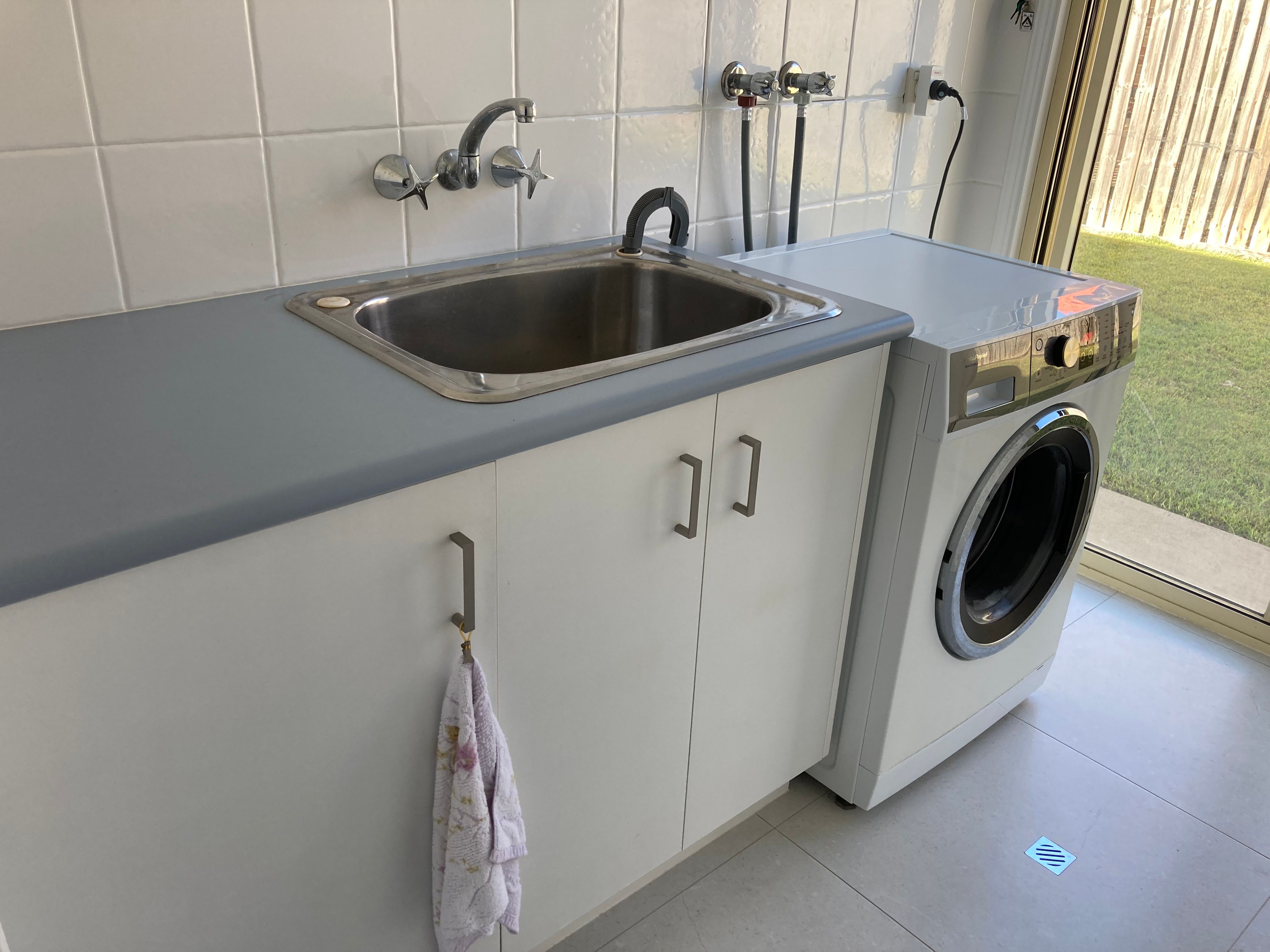 Laundry makeover with large bamboo bench... Bunnings community