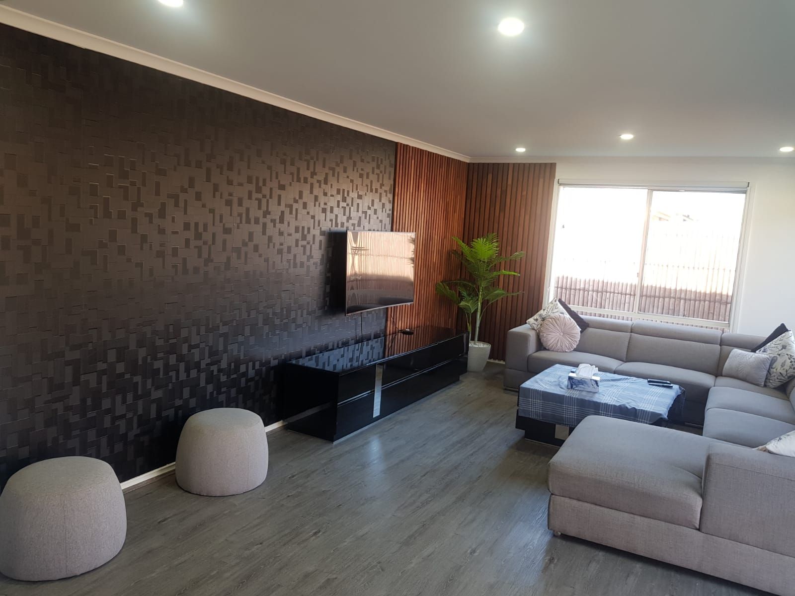 Feature wall with timber panelling Bunnings community