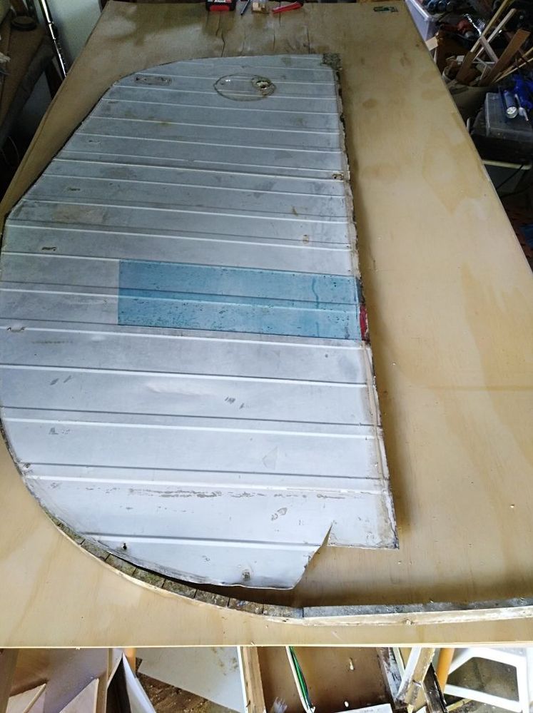 Most of the outside was undamaged except for a tear next to the door area