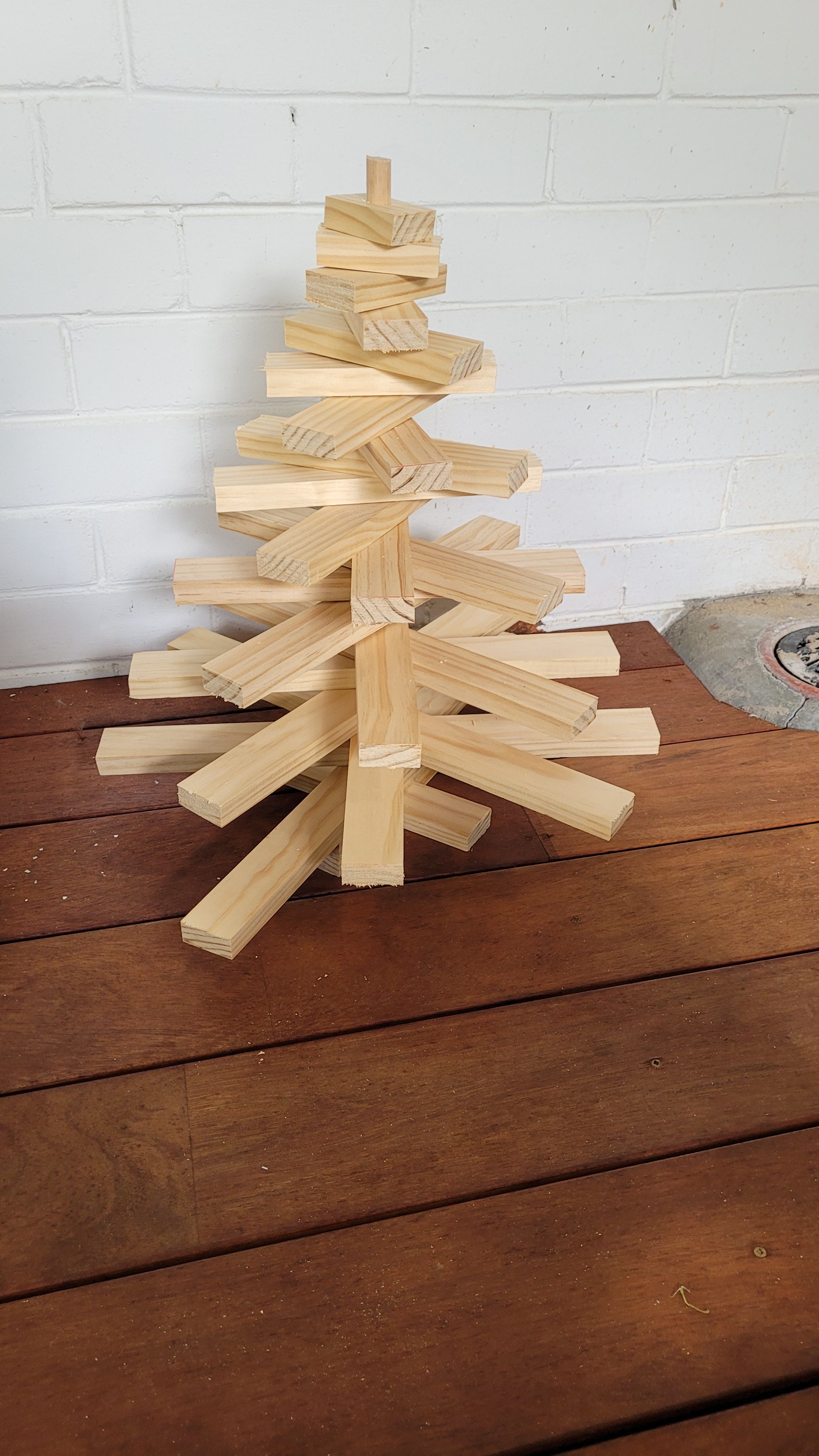 Recycled timber tabletop Christmas tree Bunnings community
