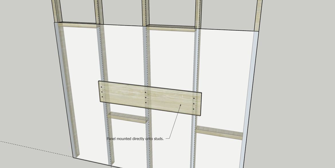 Using your X-Ray vision you'll see that the panel is securely mounted to at least three studs. This will spread the weight of your TV.