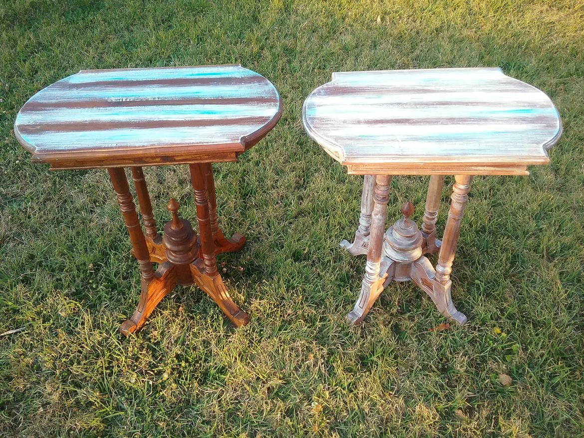 2x coastal shabby chic tables