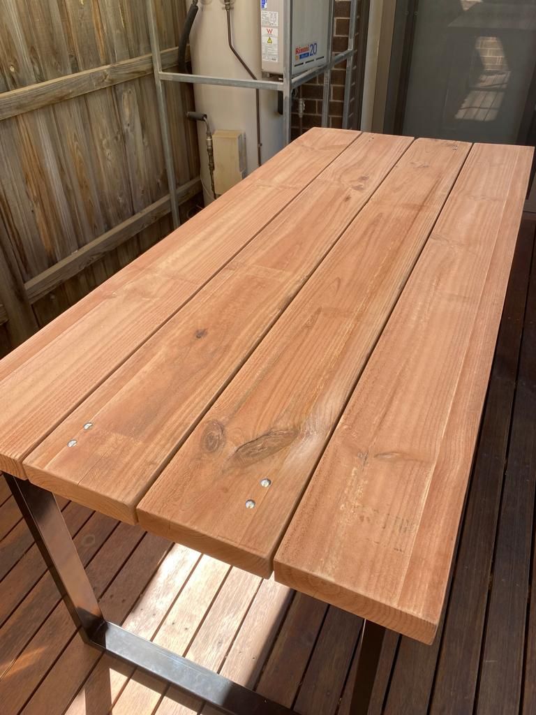 Custom industrial outdoor table Bunnings community