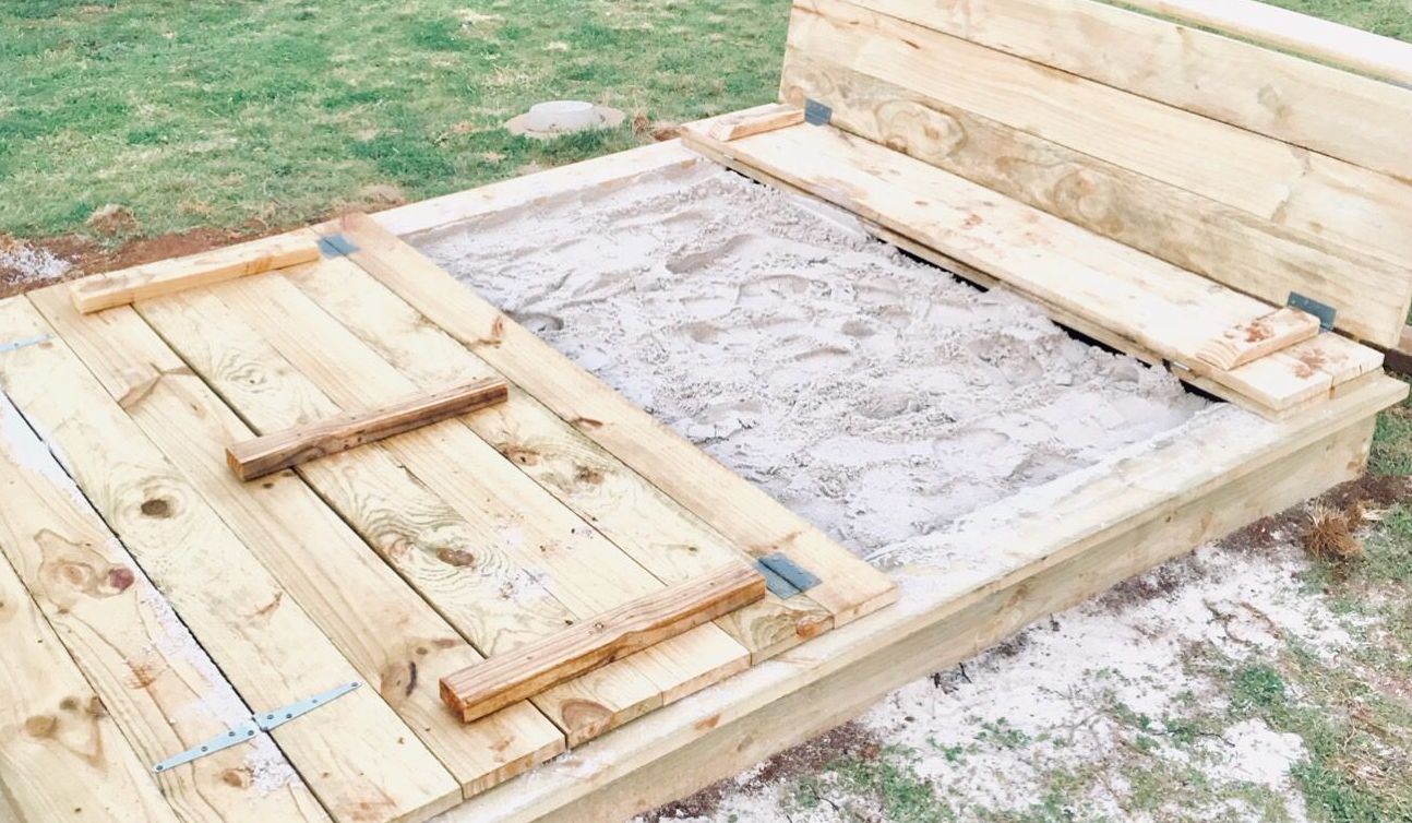 Sand pit with builtin seats and cover Bunnings community
