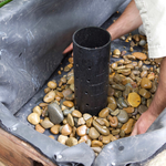 A bell siphon is built into the bed