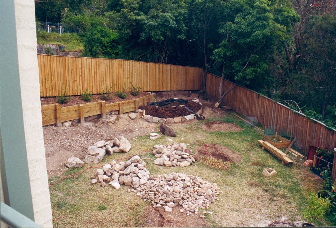 Walling underway with pond...