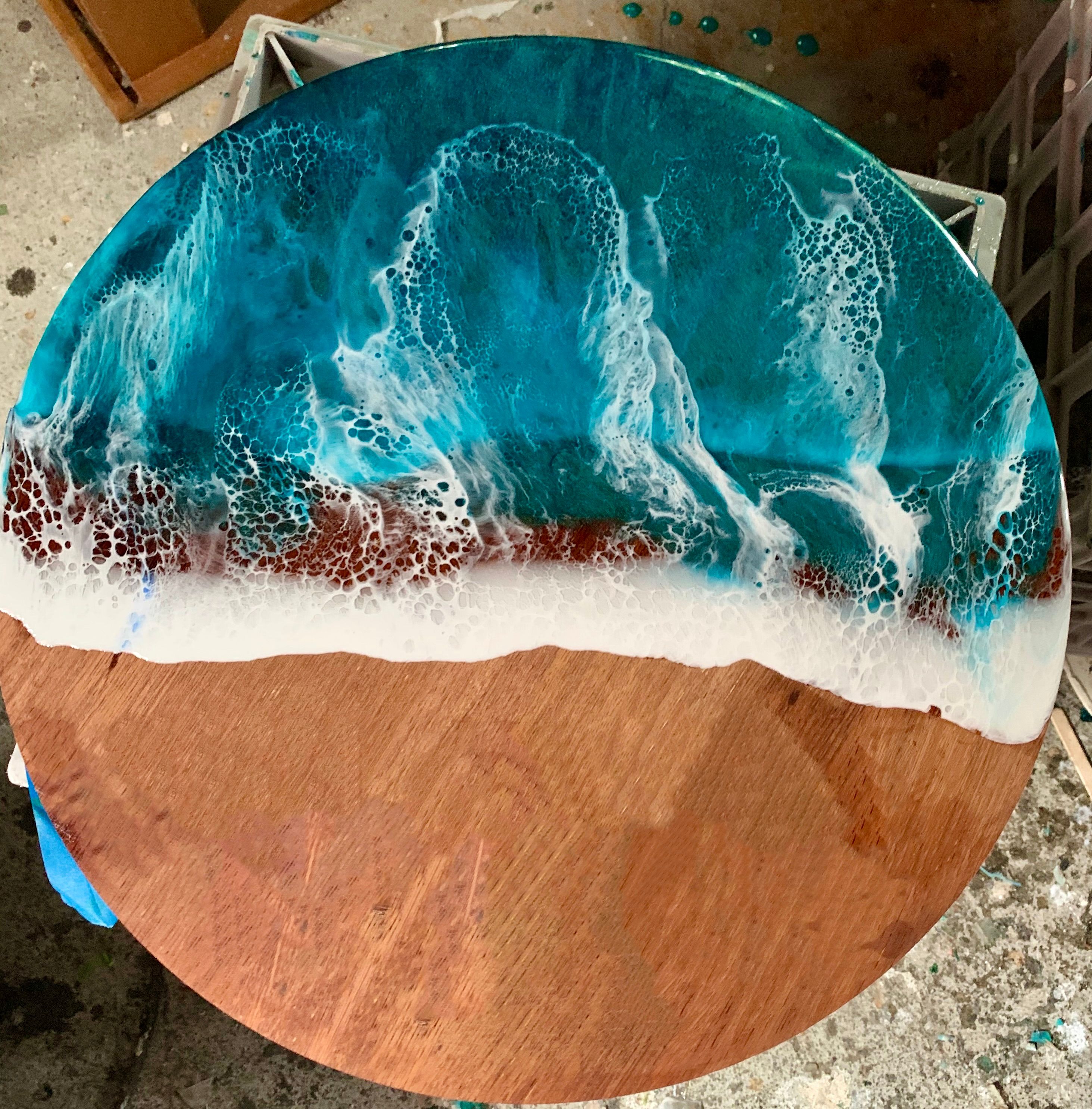 Round Merbau platter table for camping Bunnings community