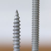 Coarse timber thread and fine metal thread screws