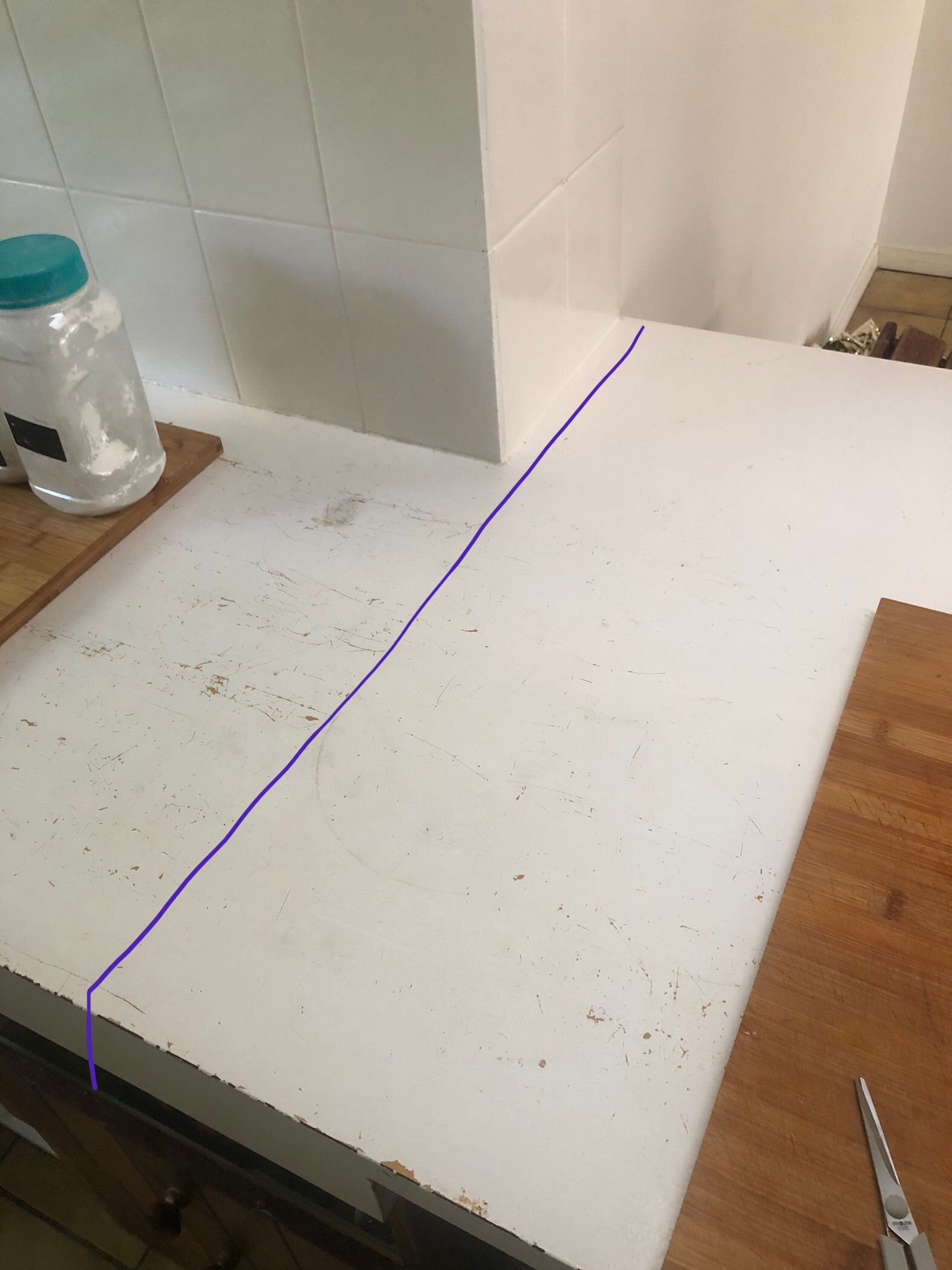How to cut laminate benchtop that sits o... Bunnings community