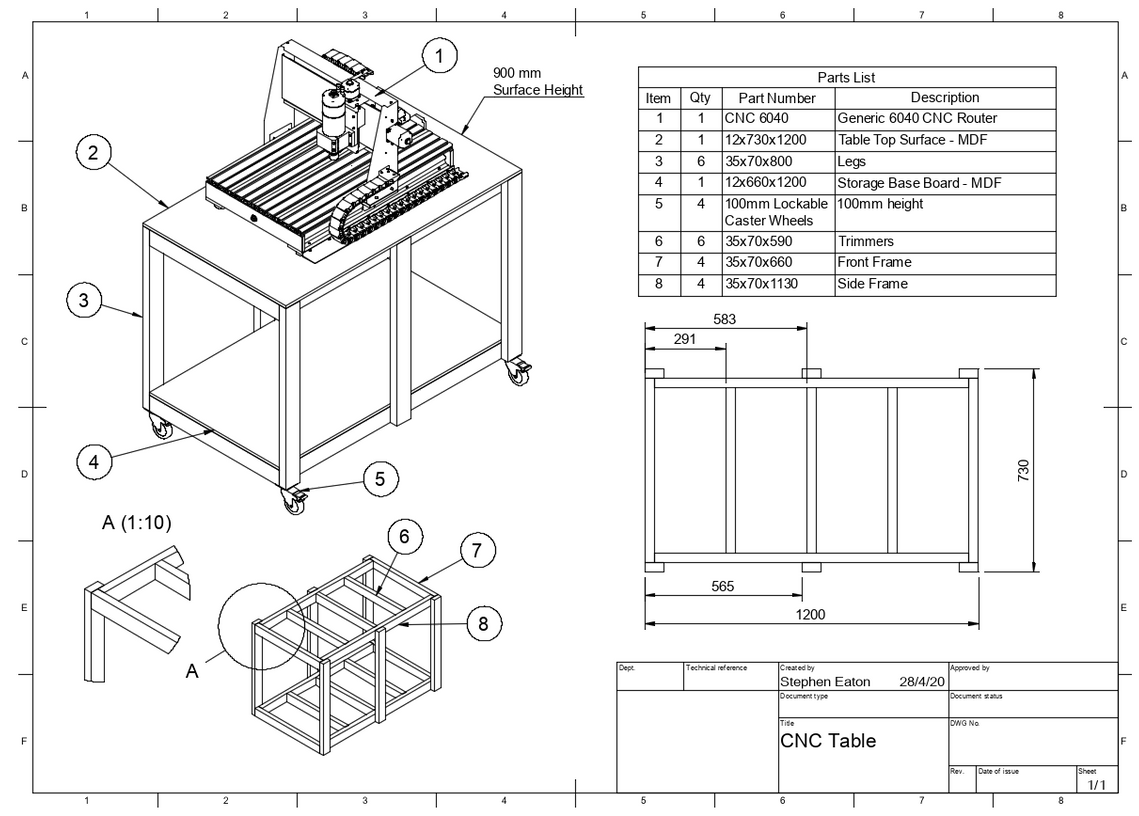 Mobile CNC router workbench with drawers Bunnings community