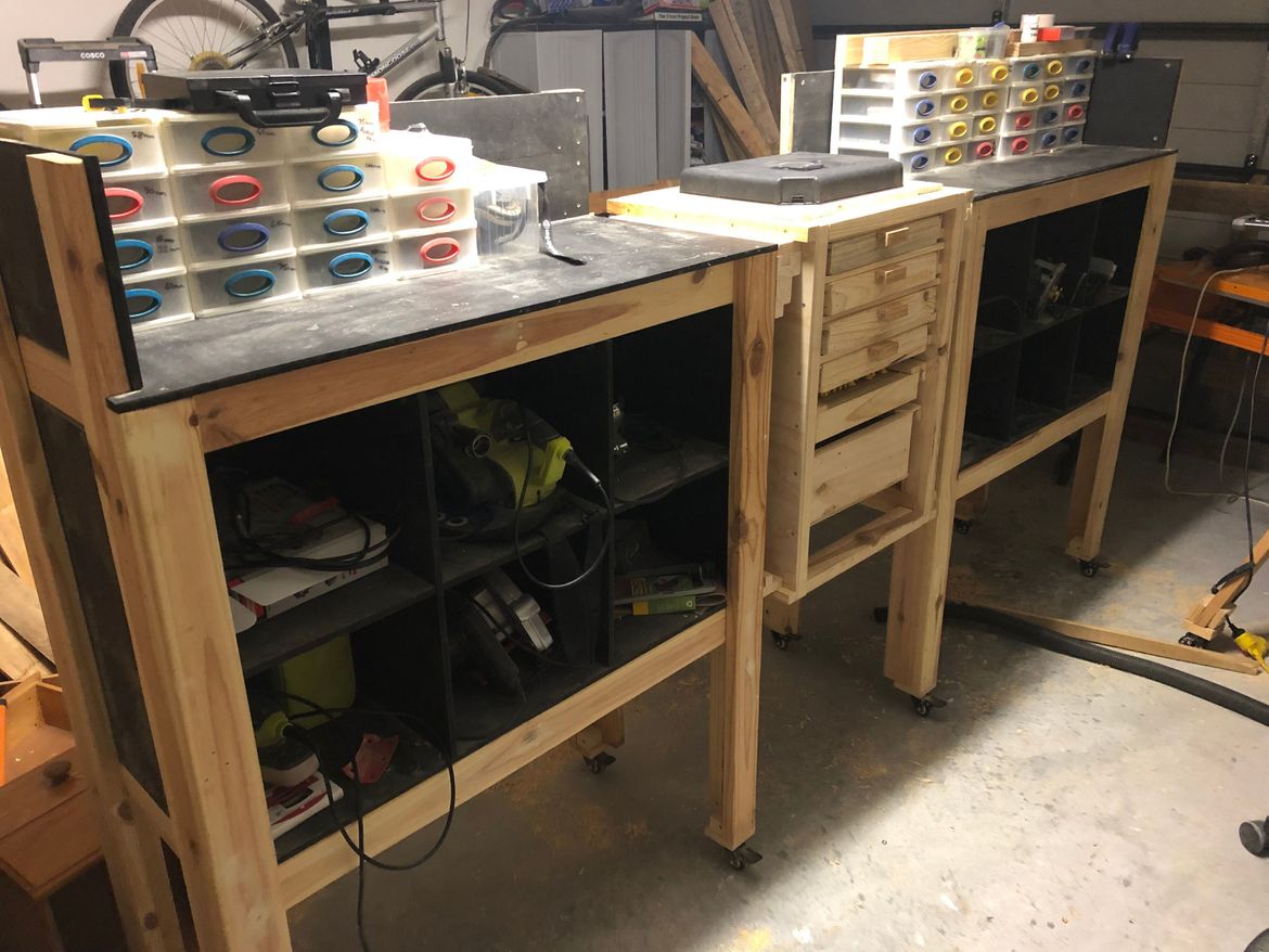Power tool cabinets and workspace on wheels.JPG