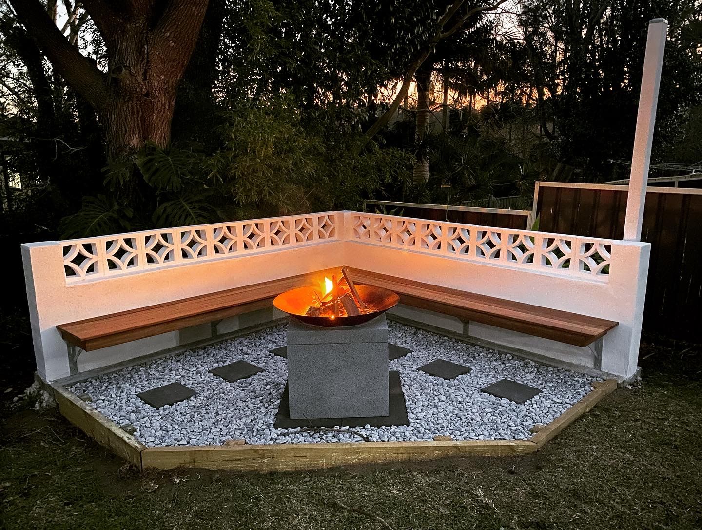Backyard firepit area Bunnings community