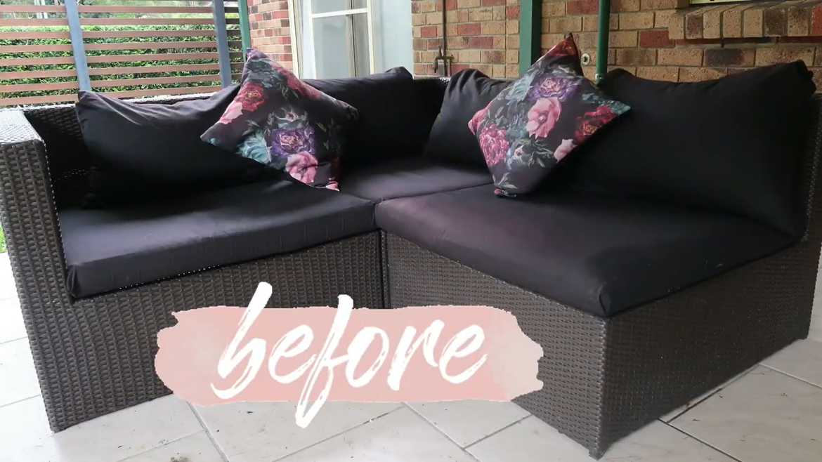 Our old brown plastic wicker outdoor lounge was in good condition but was old and tired.