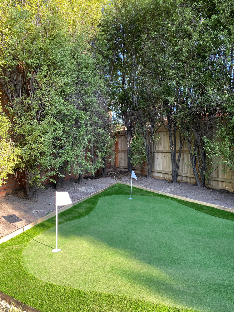 Finished DIY Backyard Golf Putting Green Project