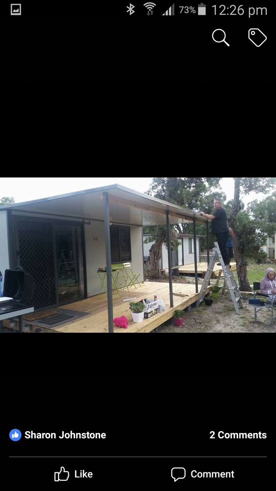 The dark section near the door is the original deck