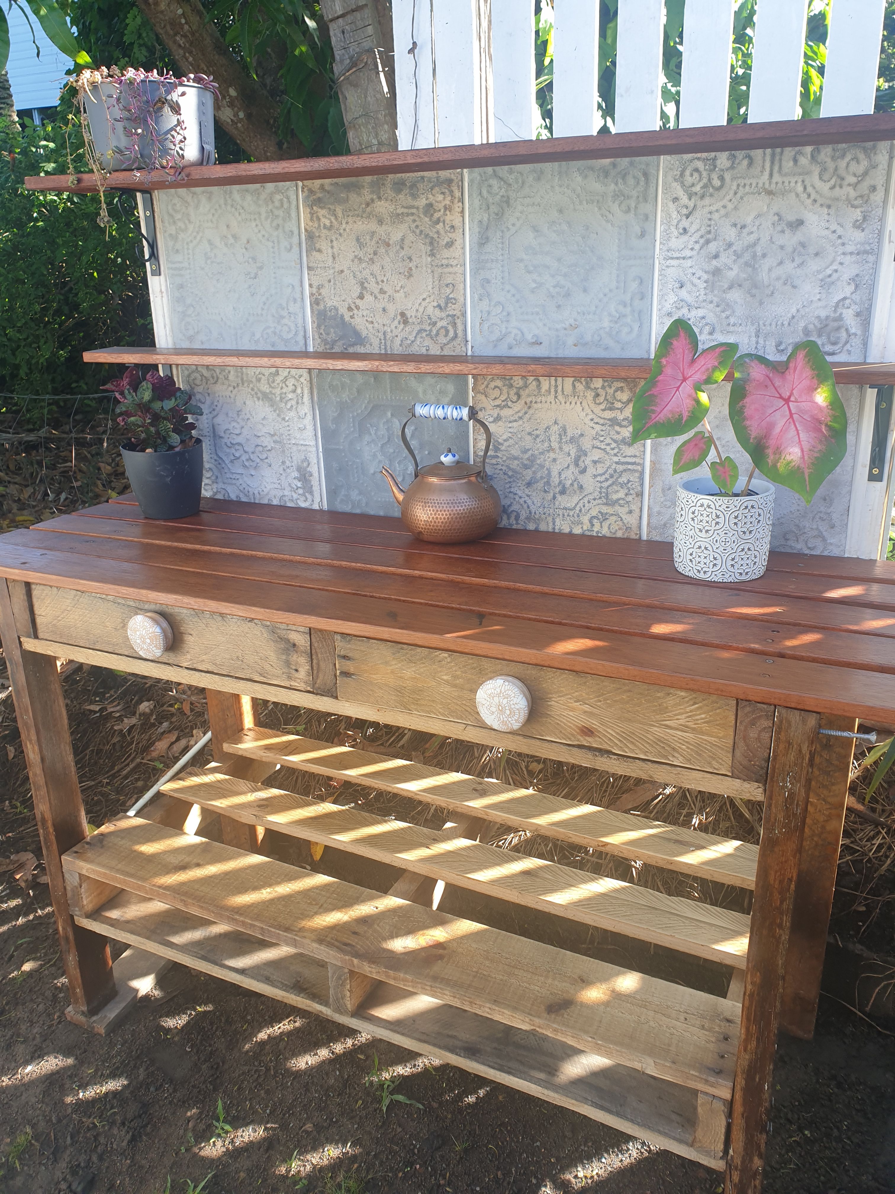 Spray Painted Potting Bench