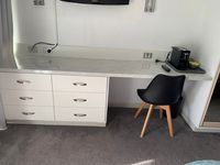 old desk replaced with Bunnings laminate top. Drawers underneath