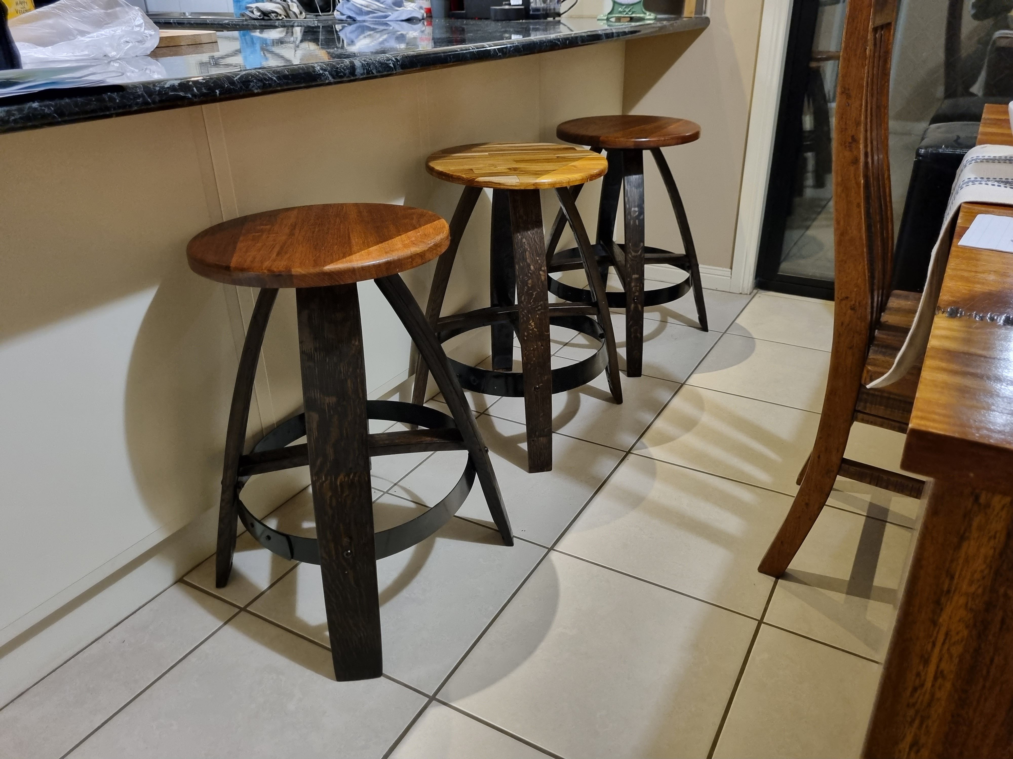 Bar stools from a wine barrel Bunnings community