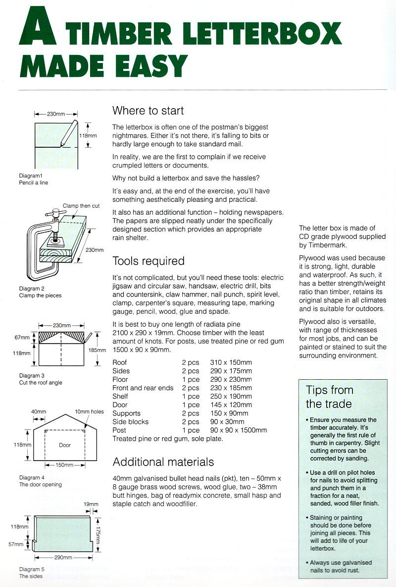 How to build a standard wooden letterbox Bunnings community