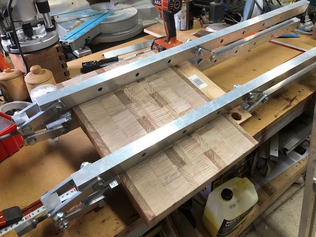 A cutting board I am currently making in the clamps