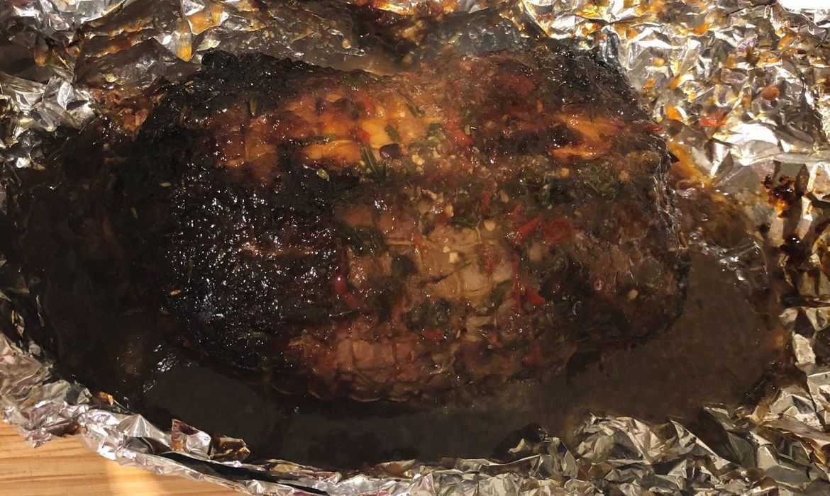 Italian-style roast pork shoulder after resting