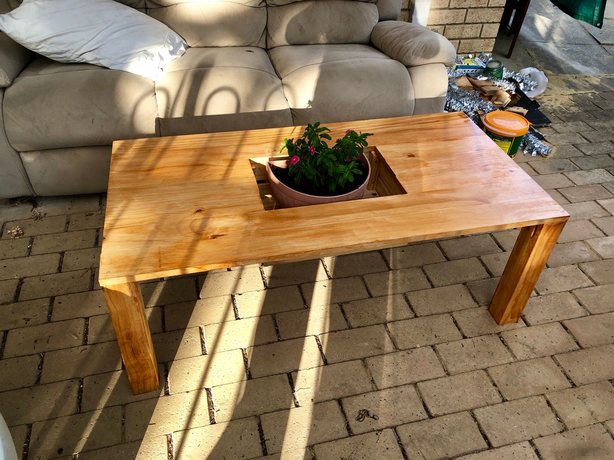 Coffee table with planter box Bunnings community