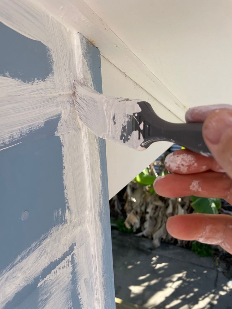 Use a small brush to get into all corners and cracks before rolling but don’t do too many areas at once otherwise the brush-work will dry, and then show, before you can roll it smooth.