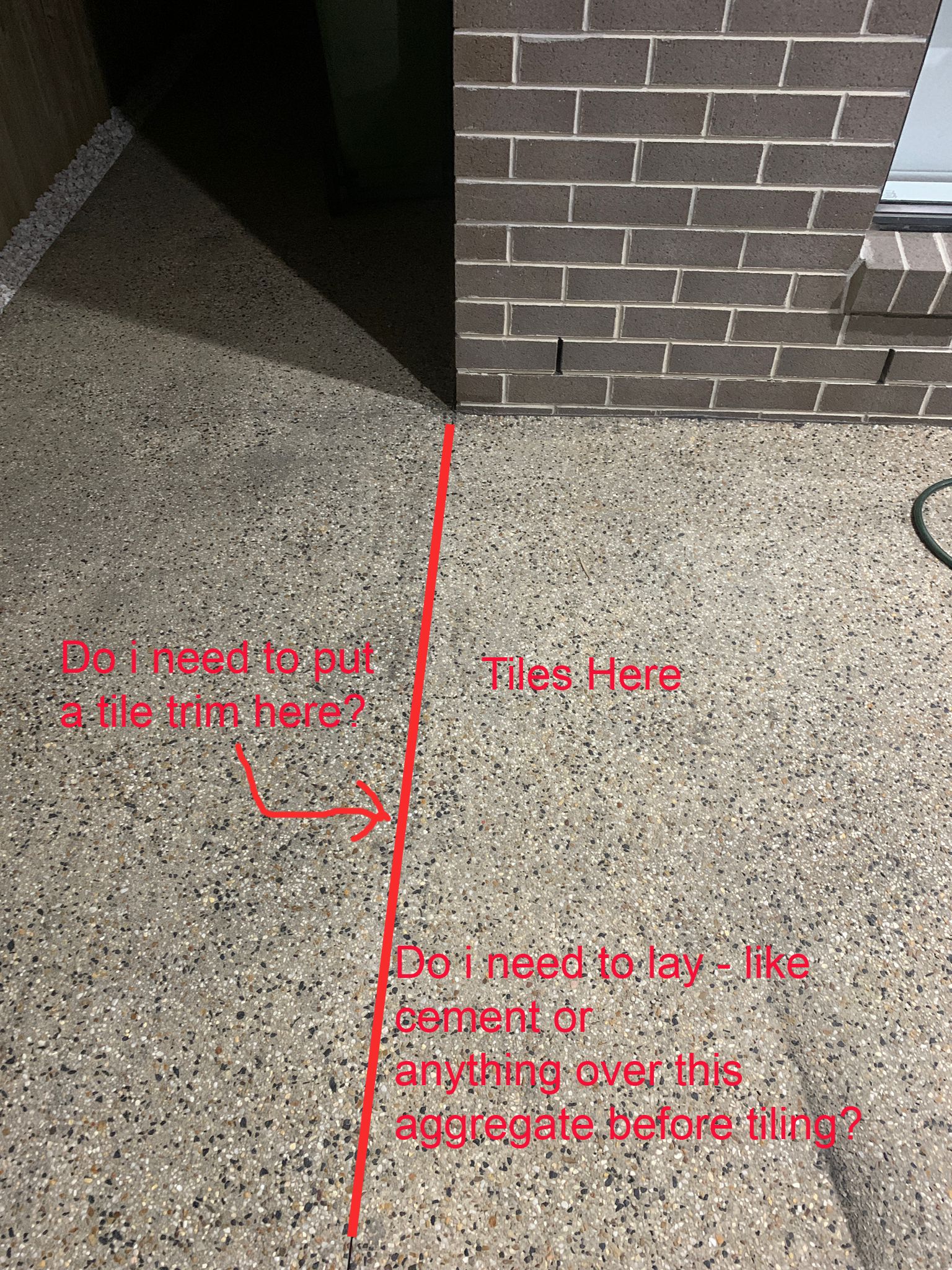 How to tile over aggregate concrete? Bunnings community
