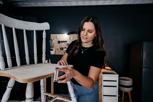 Sanding and cleaning are key when upcycling, says Mariana
