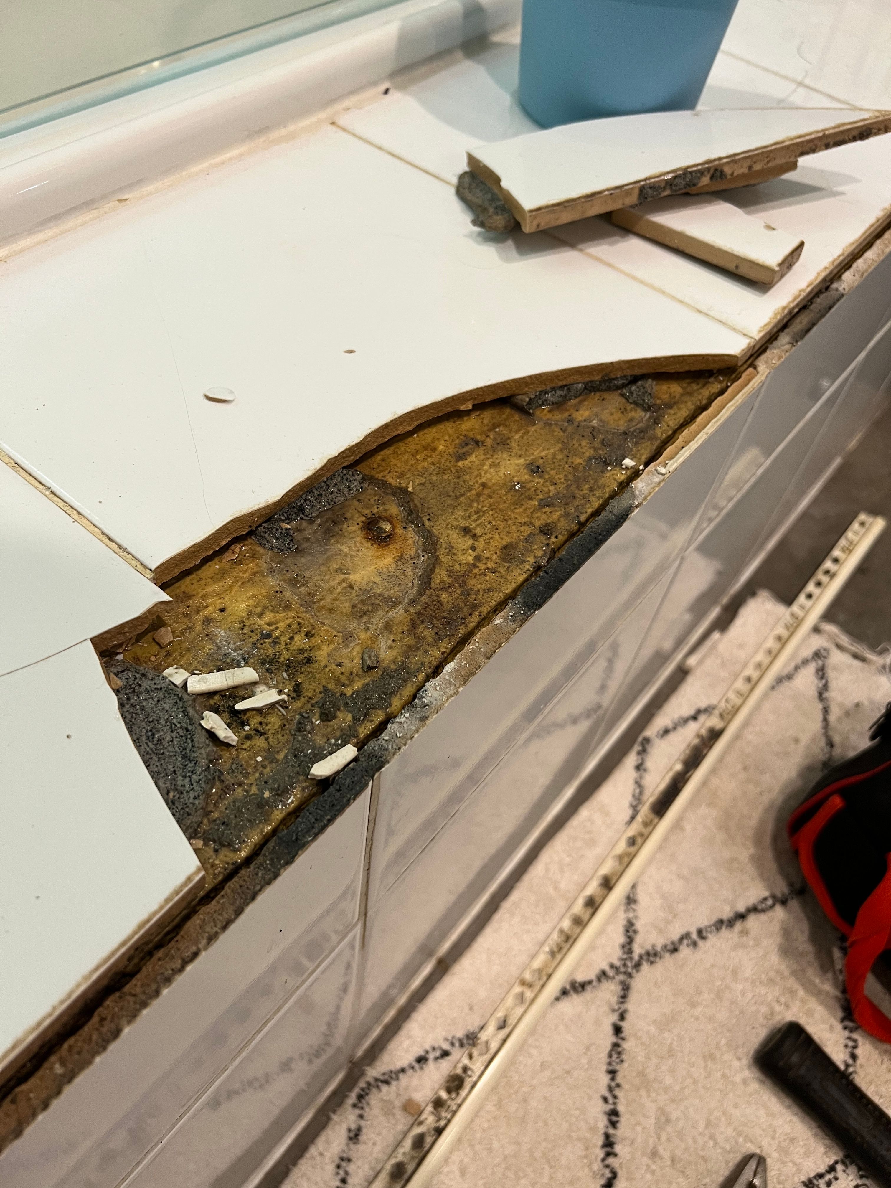 How to waterproof this bath hob tile rep... Bunnings community