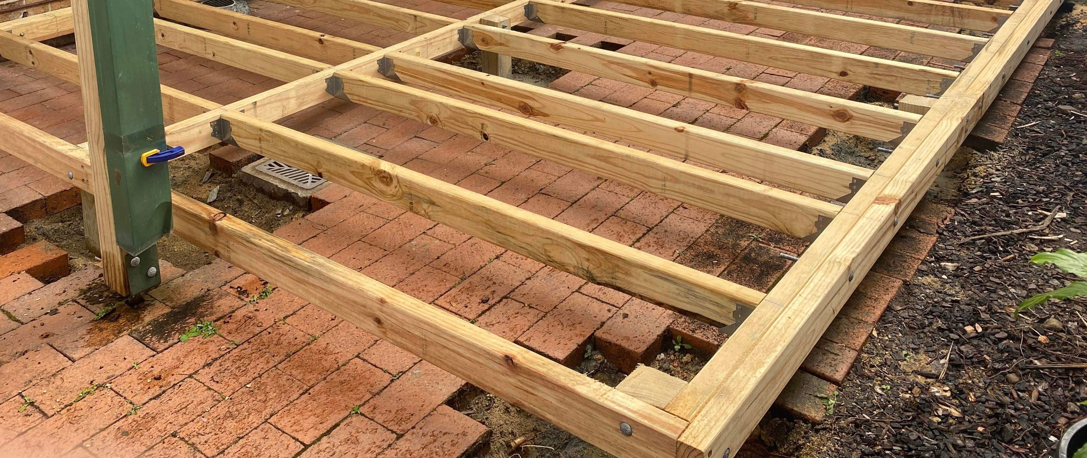 How to build a Pine deck over brick pave... Bunnings community