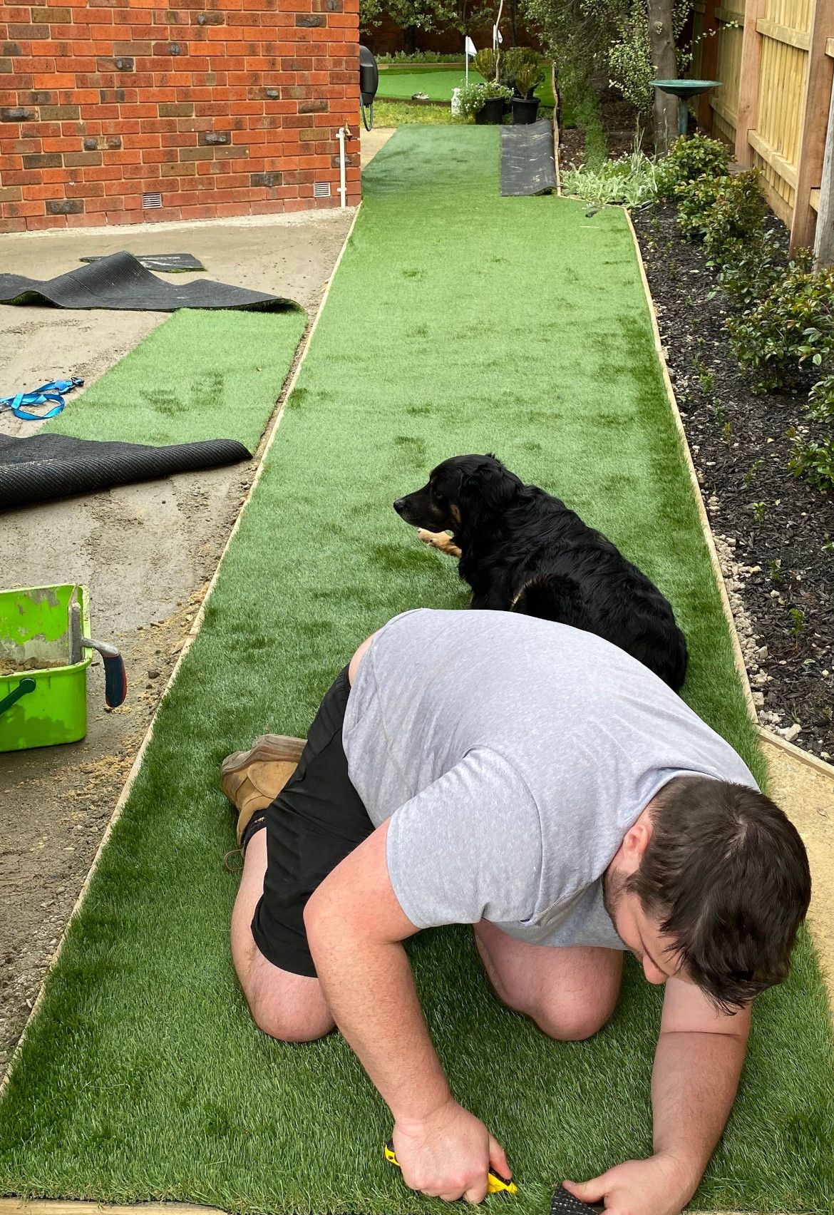 Side yard revamp with artificial grass Bunnings community