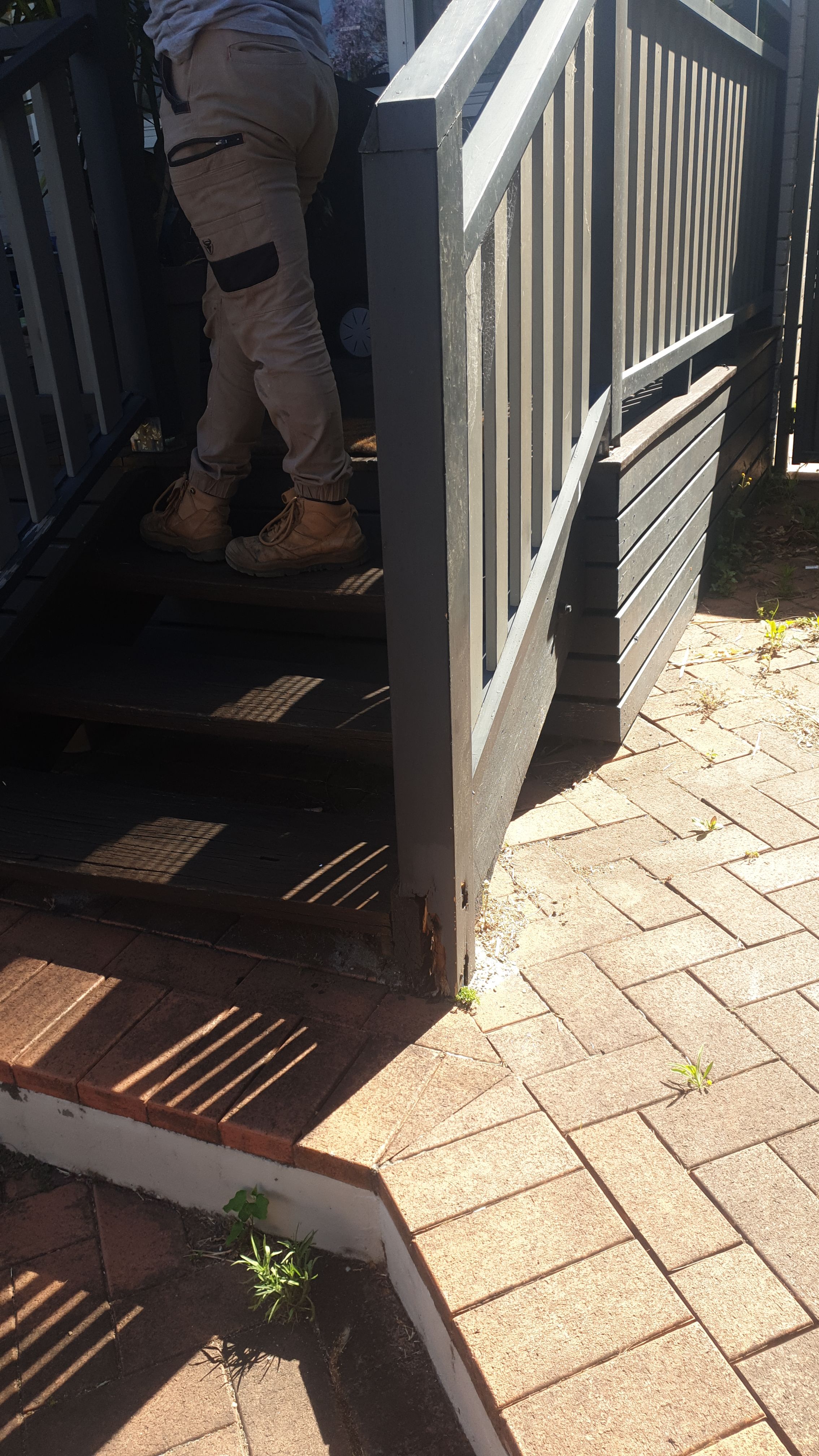 How to replace this post on deck stairs? Bunnings community