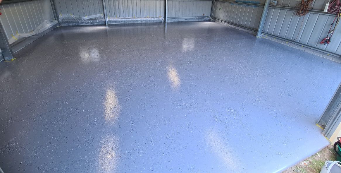 Epoxy concrete floor for large shed Bunnings community