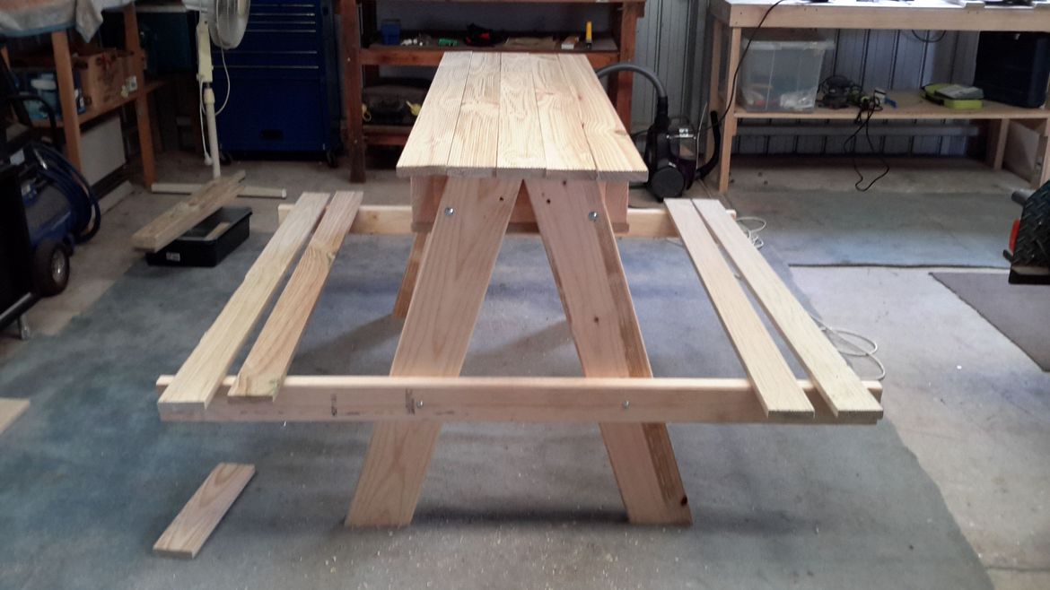 When not in use it's a kids picnic table. Sturdy enough for some adults