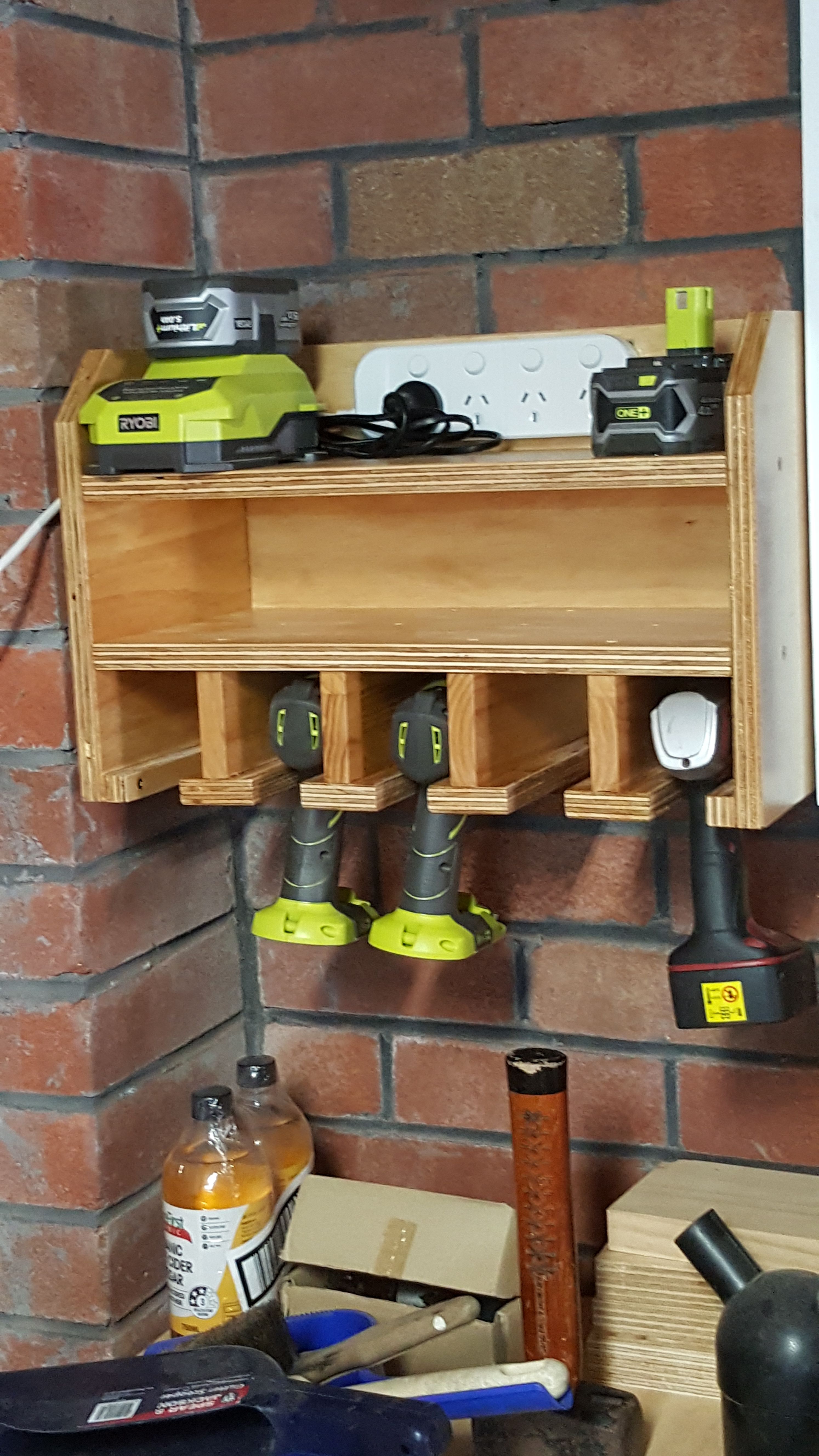 Cordless drill storage charging station | Bunnings Workshop community