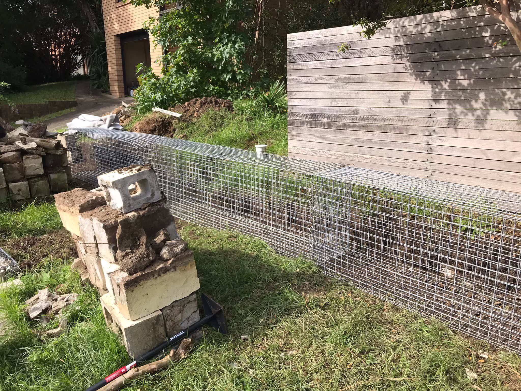 Large gabion retaining wall build Bunnings community