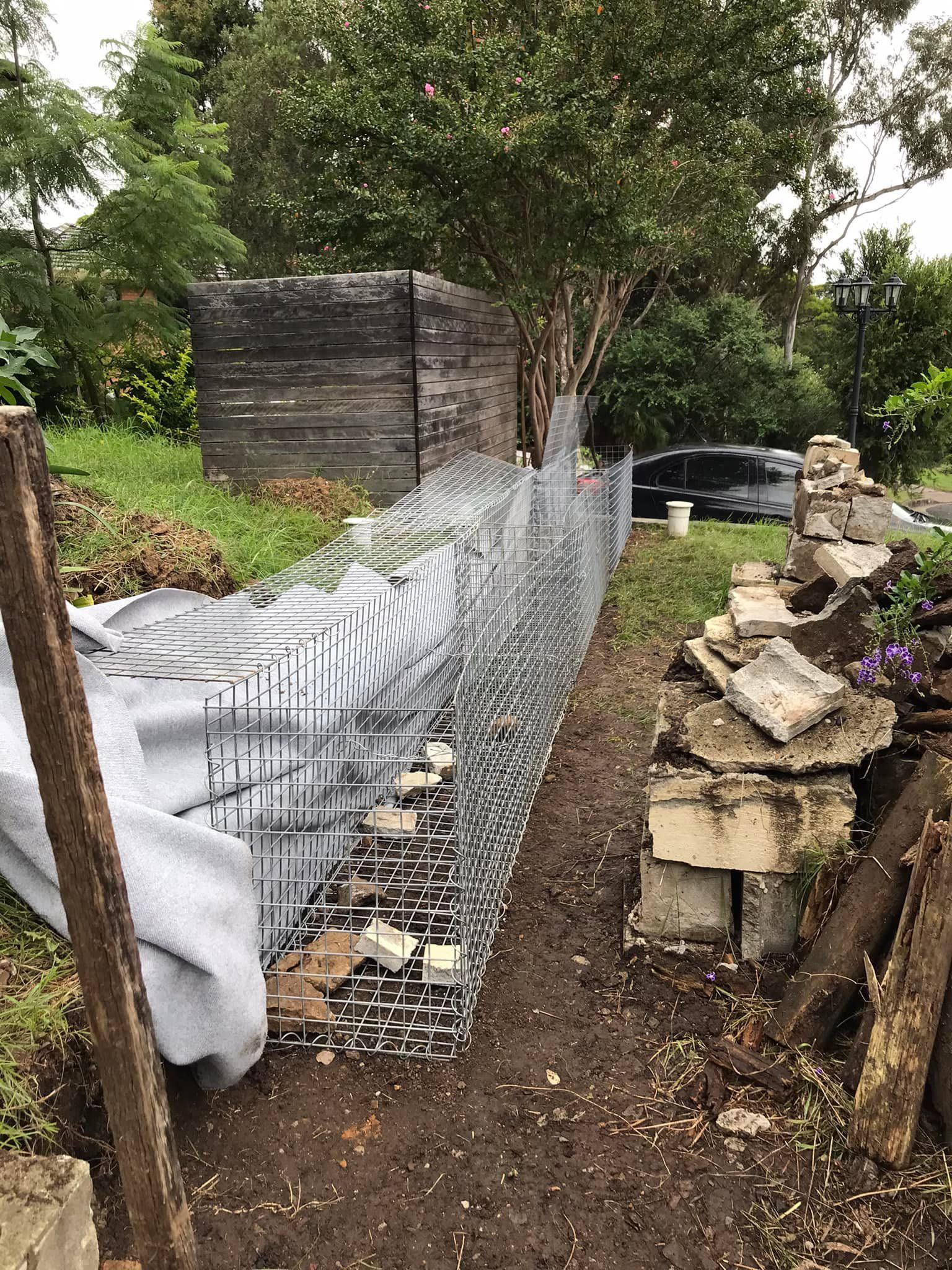 Large gabion retaining wall build Bunnings community