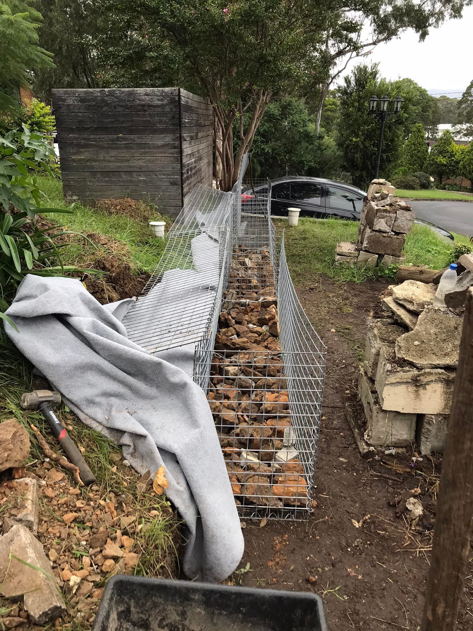 Large gabion retaining wall build Bunnings community