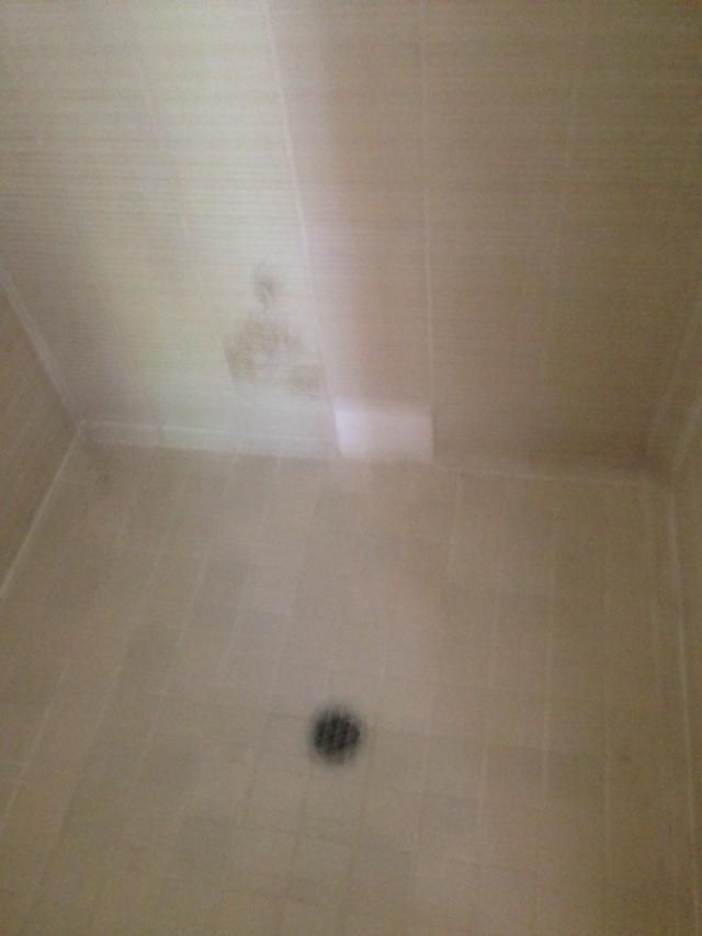 bad patch on tile wall of shower