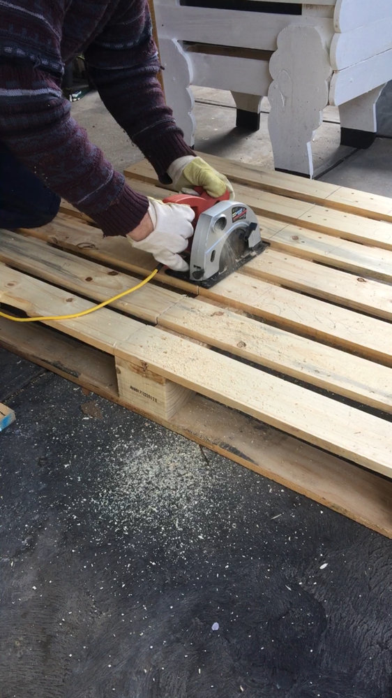 A circular saw can be used, but I finda jigsaw gives a neater cut.