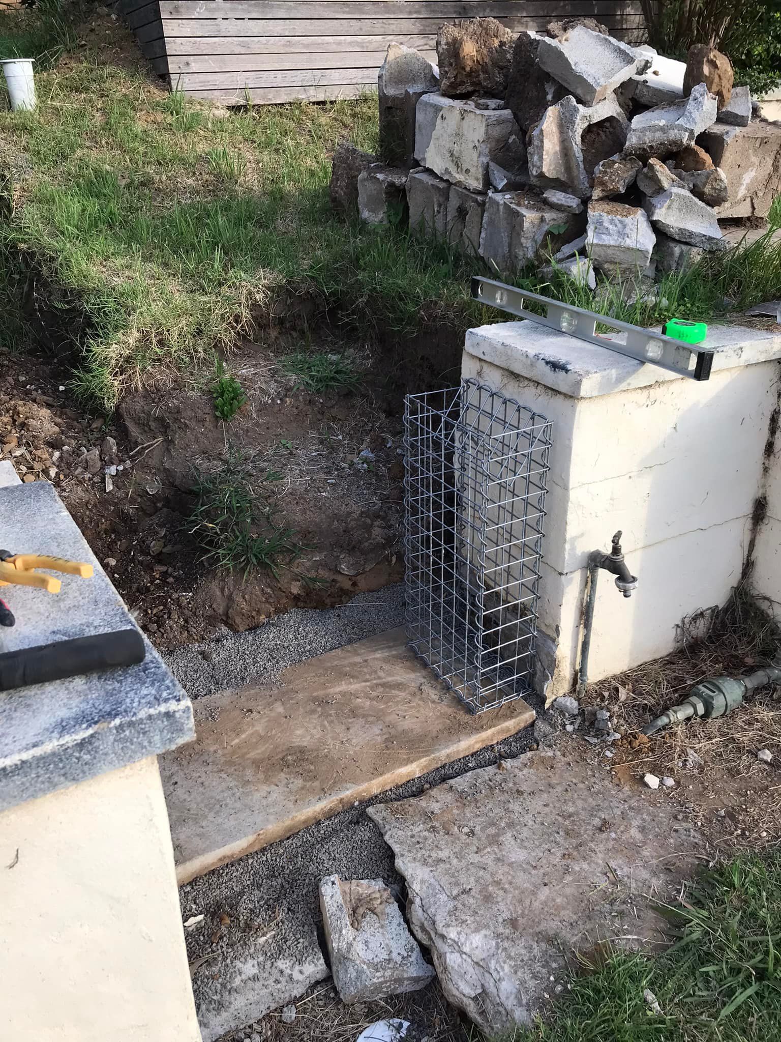 Small gabion retaining wall Bunnings community