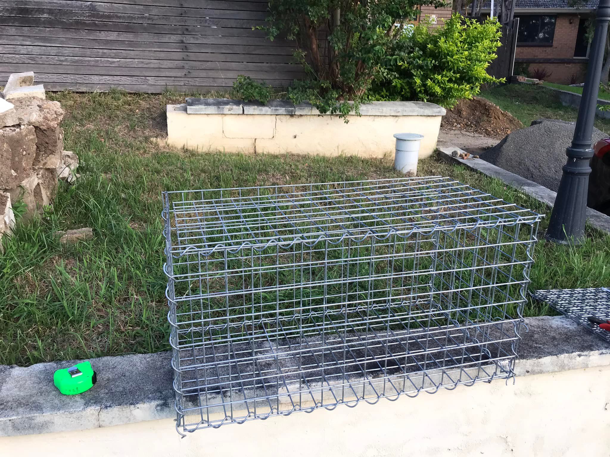 Small gabion retaining wall Bunnings community