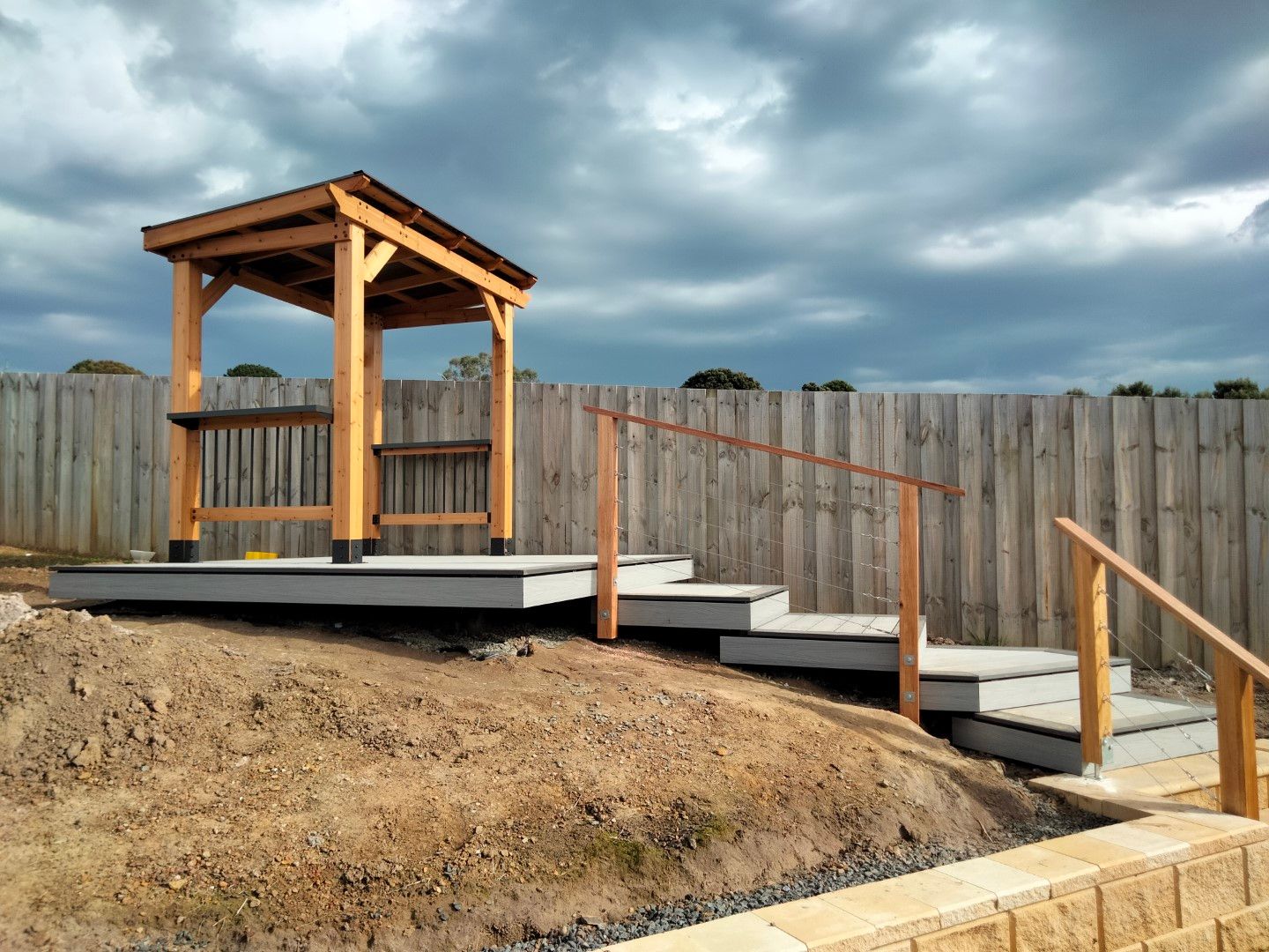 Lowlevel Ekodeck build with prefab perg... Bunnings community