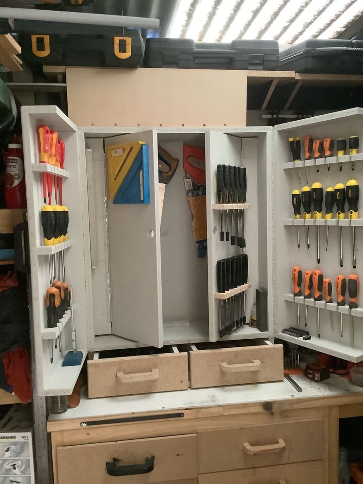 Space saving tool cabinet
